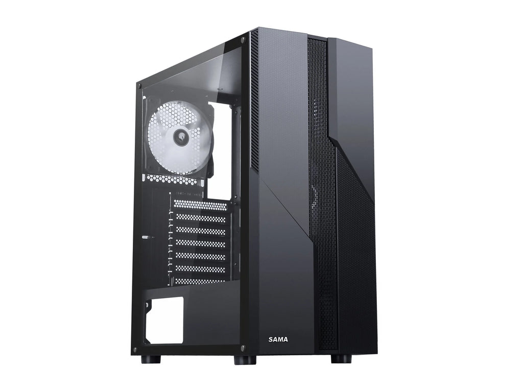 Black USB 3.0 Steel Tempered Glass ATX Mid Tower Gaming Computer Case with 4 x 120mm LED Fans K478587