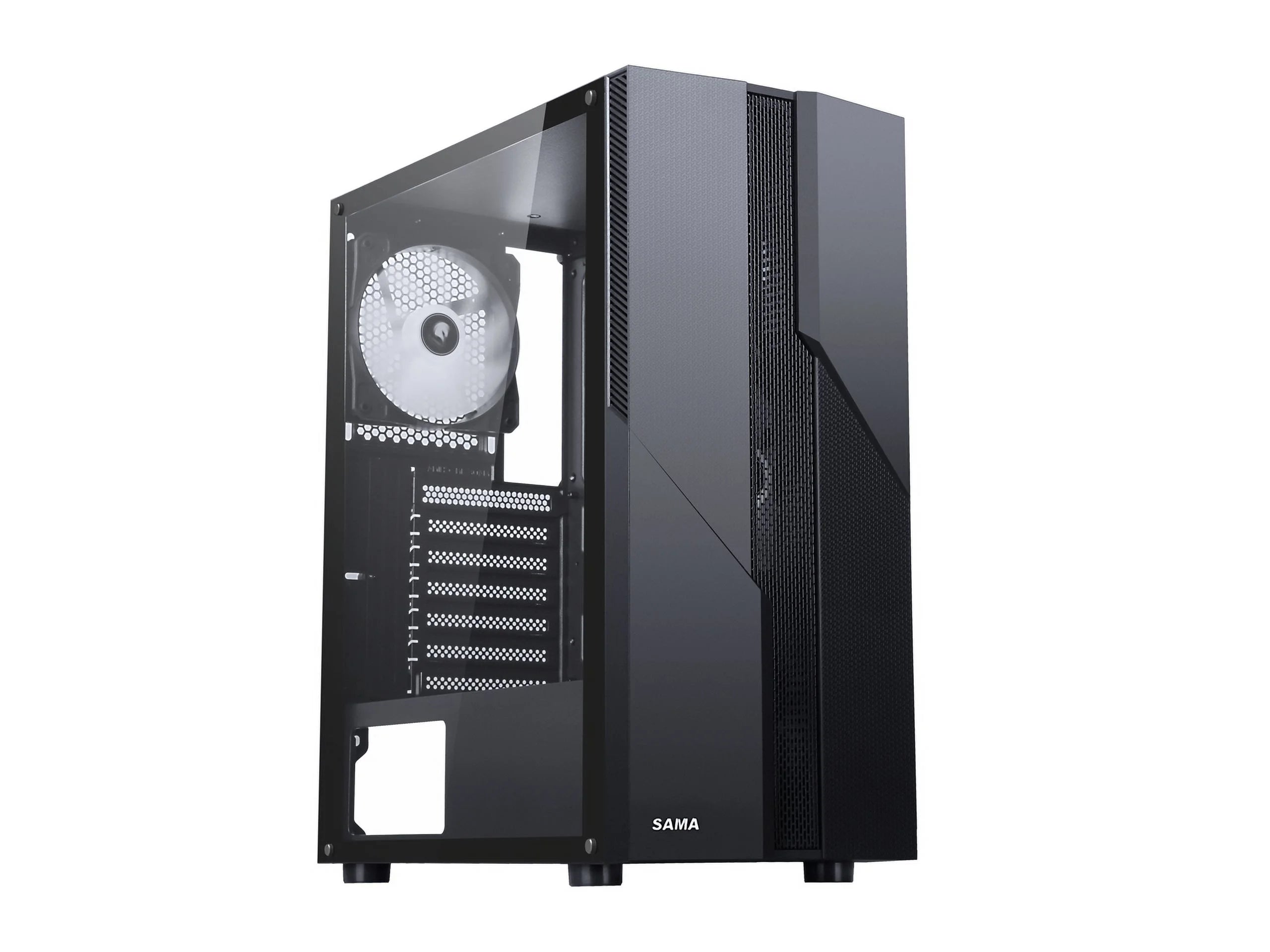 Black USB 3.0 Steel Tempered Glass ATX Mid Tower Gaming Computer Case with 4 x 120mm LED Fans K478587
