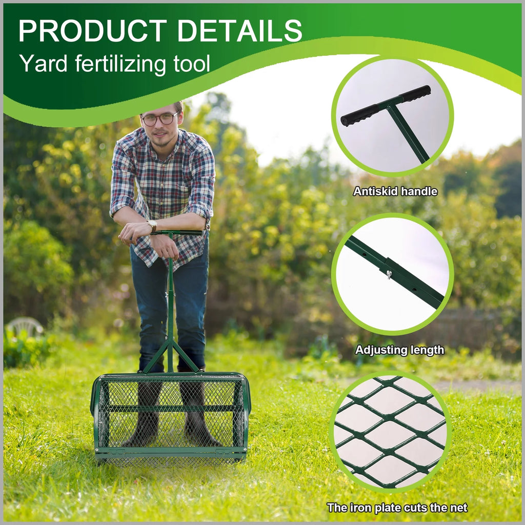 Compost Spreader with T-Shaped Handle for Lawn and Garden X795