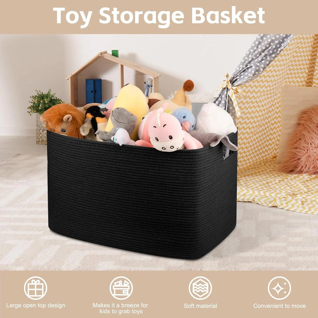 Cotton Rope Storage Basket, Oversized Blanket Basket for Living Room, Bedroom, Nursery F8776