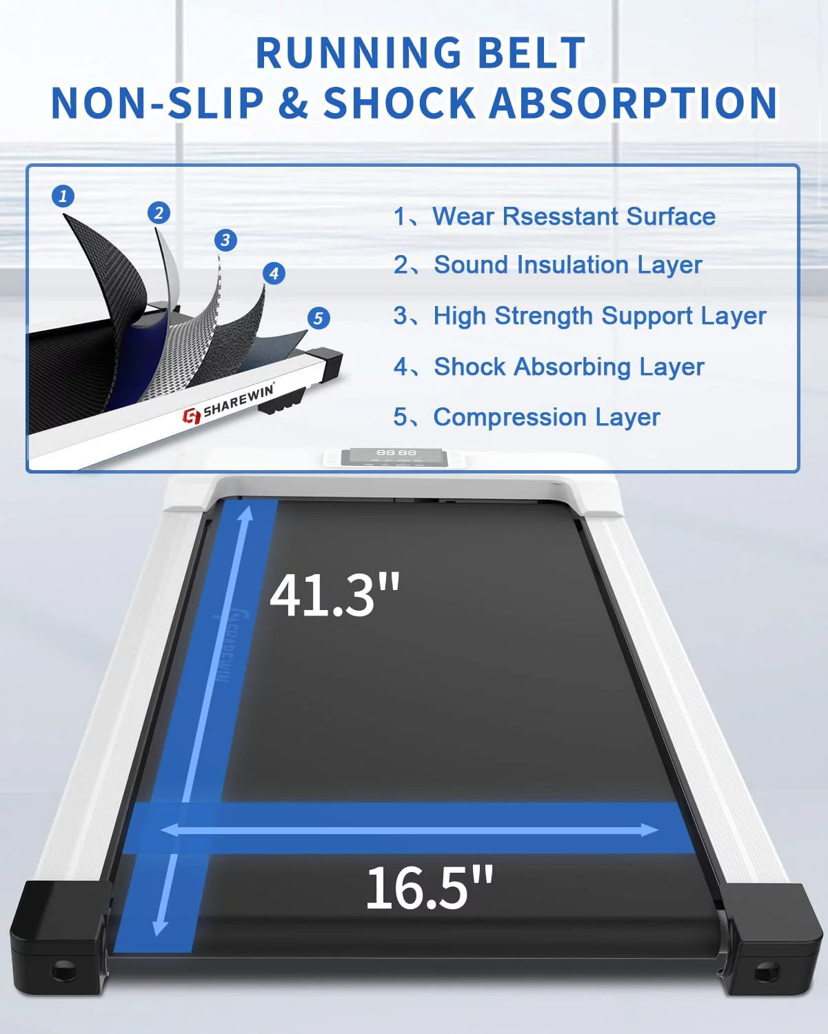 Under Desk Treadmill Walking Pad with Remote Control and LED Display A42935