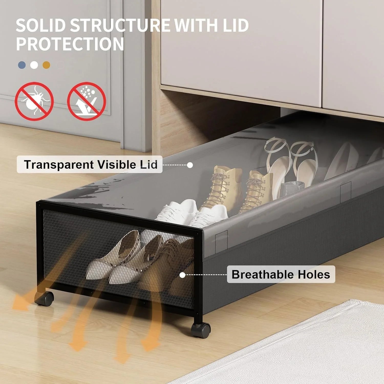 Under Bed Storage Containers with Wheels, Large 54L, 2 Pack I15764