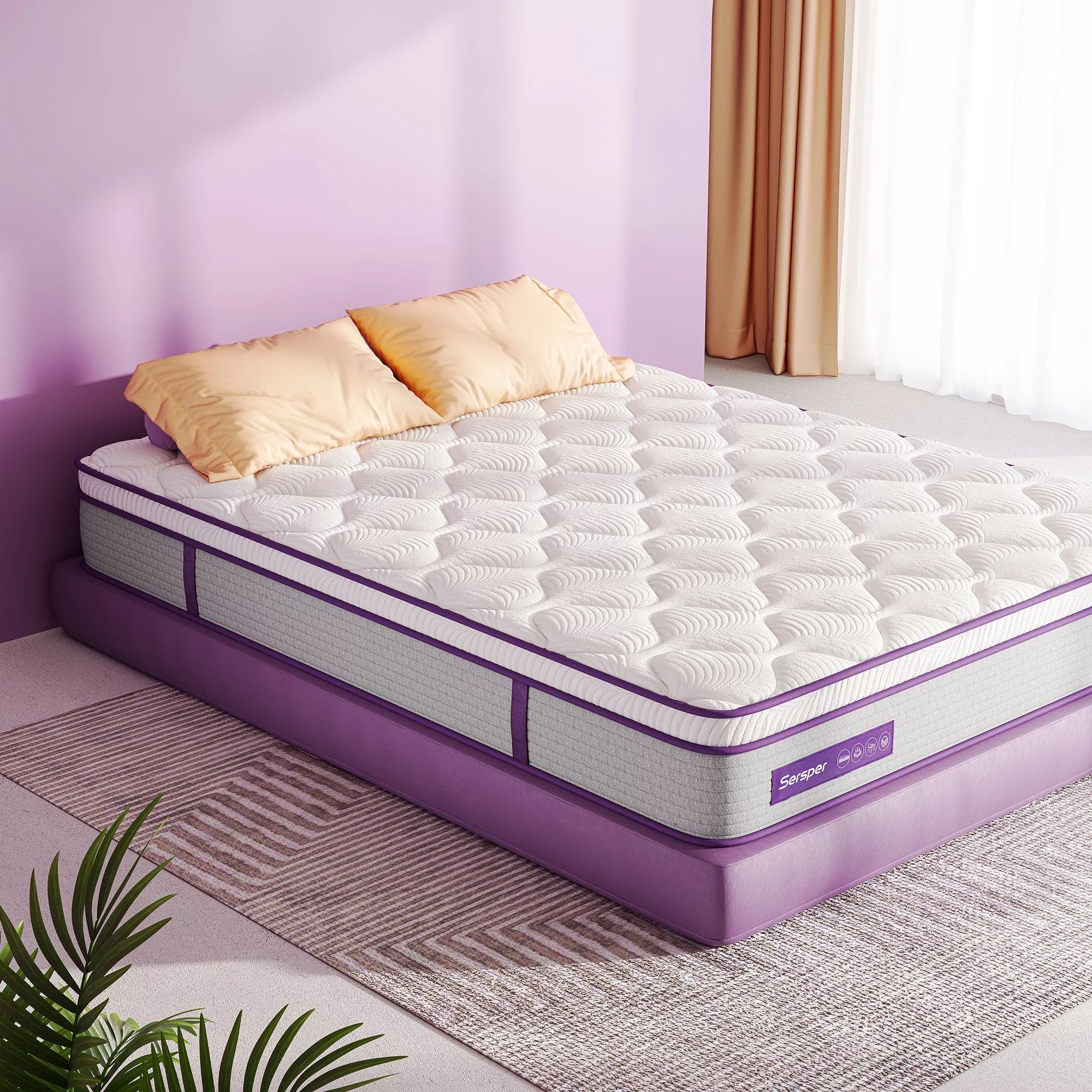 Queen Size Hybrid Mattress, 10 Inch Memory Foam Euro Top, Medium Firm D712