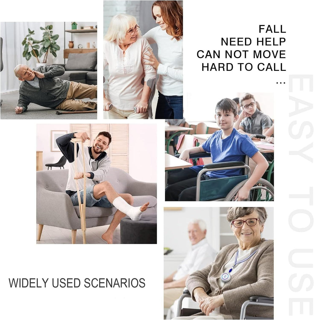 Wireless Caregiver Pager with 3 Call Buttons and 3 Receivers for Seniors J588
