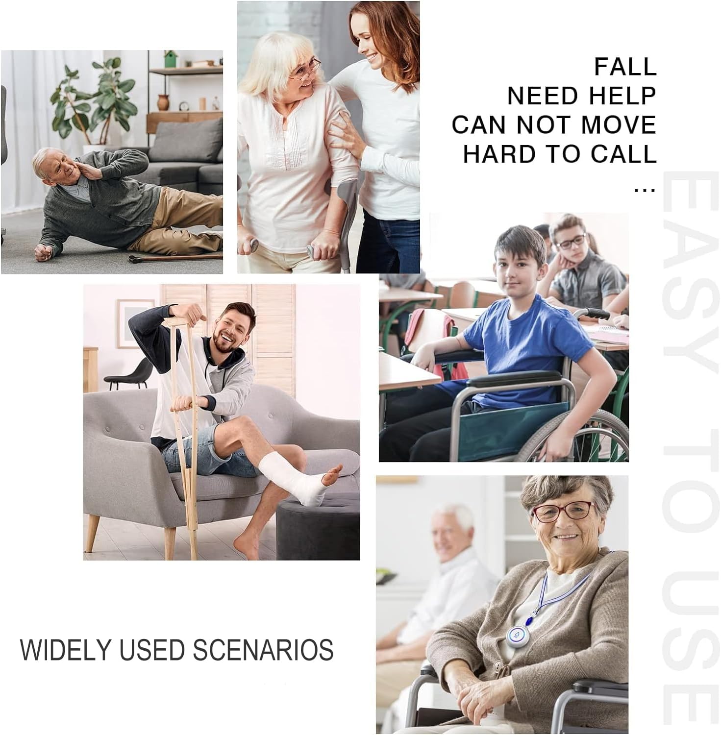 Wireless Caregiver Pager with 3 Call Buttons and 3 Receivers for Seniors J588