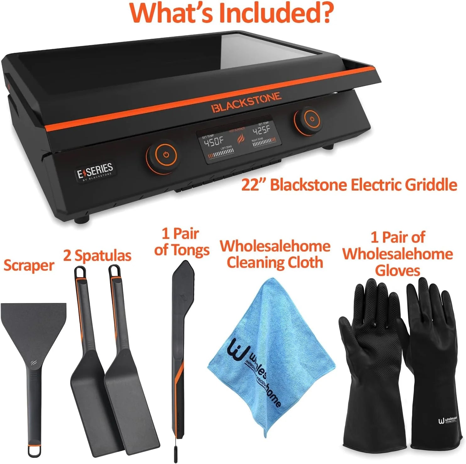 22 Inch Electric Griddle Nonstick with Lid, Tabletop with Accessories and Gloves A1332
