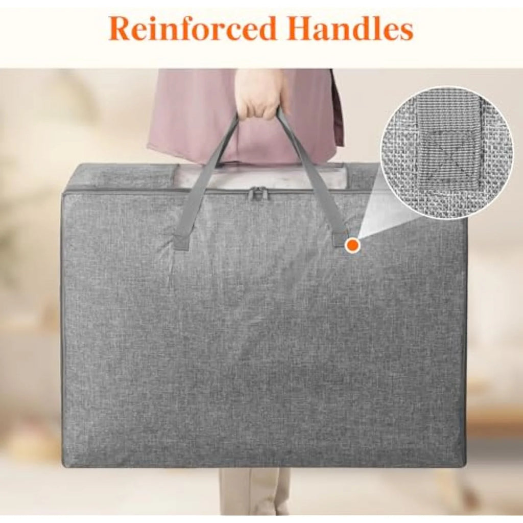 Comforter Storage Bag, 2 Pack Foldable Storage Bins with Lids and Zippers S7942