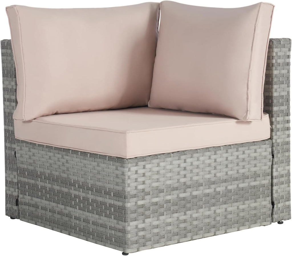Outdoor Patio Conversation Set with PE Rattan Wicker Sofa and Coffee Table W198