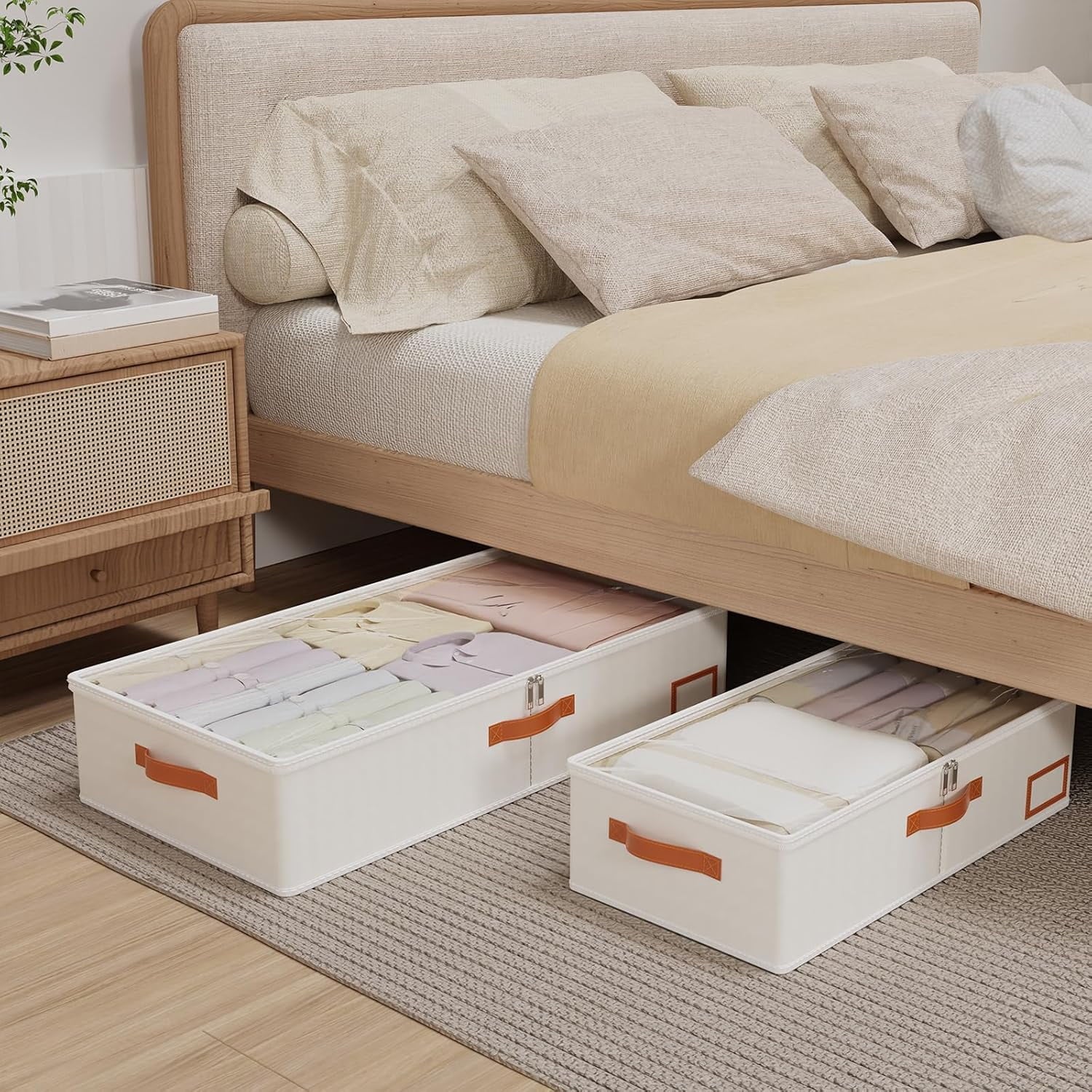 Under Bed Storage Containers with Lids, Collapsible, 4 Pack Y222