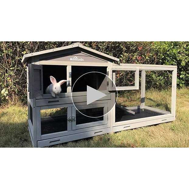 Rabbit Hutch Indoor Cage with Wheels, 3 Pull Out Trays L25283