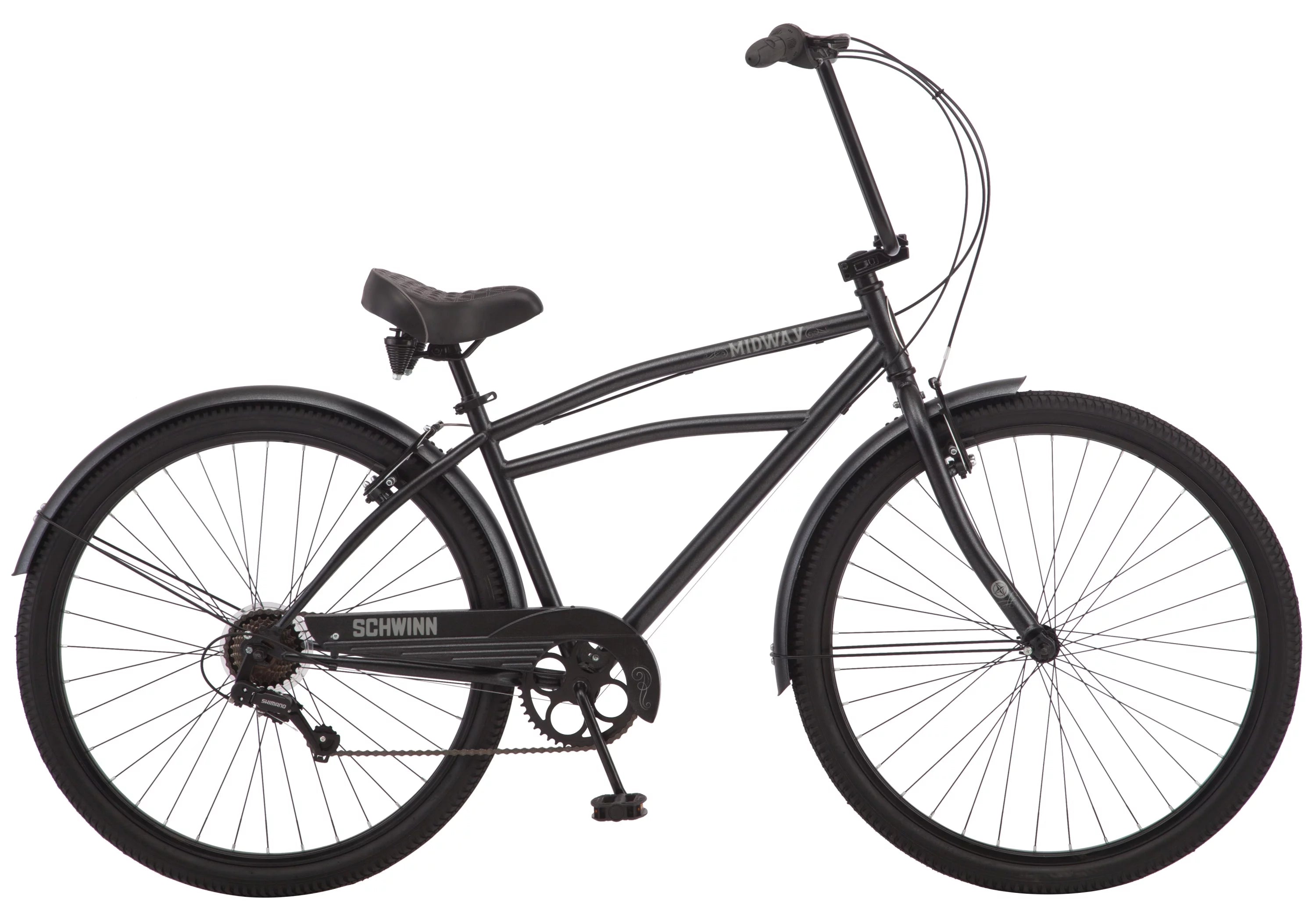 Men's cruiser bike, 29-inch wheels, 7 speeds, black C3776