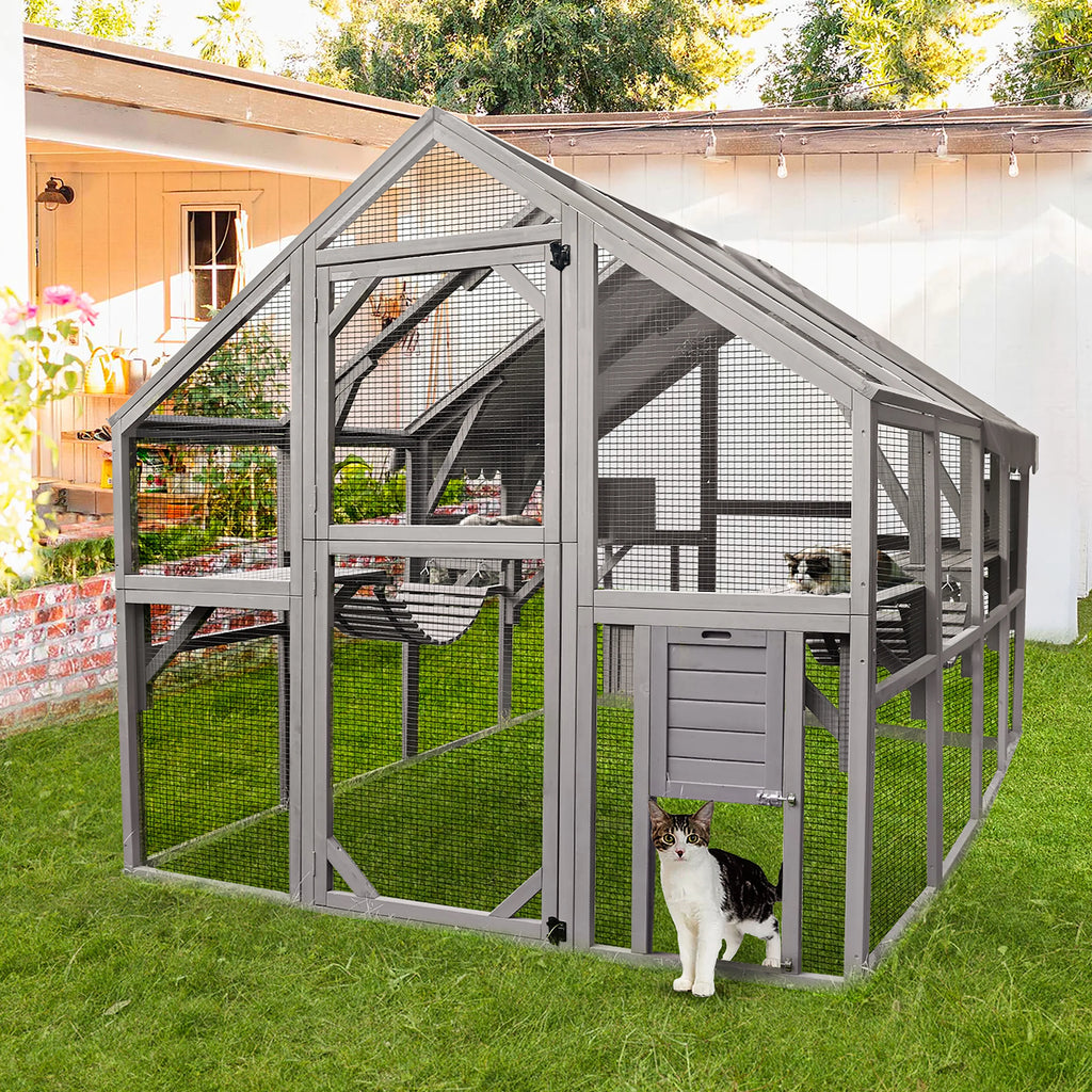 Outdoor Walk-in Catio Enclosure with Bridges and Platforms Y970