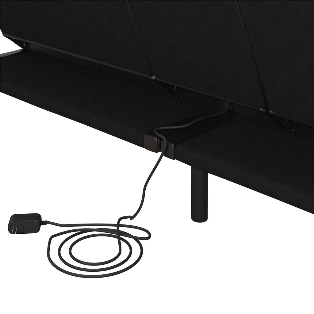 Memory Foam Futon with Cupholder and USB, Black Faux Leather P11538