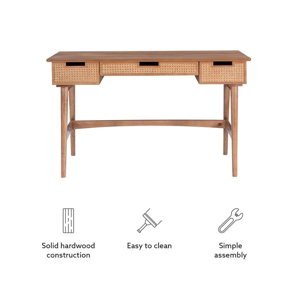Rattan Wood Desk with Drawers E928273
