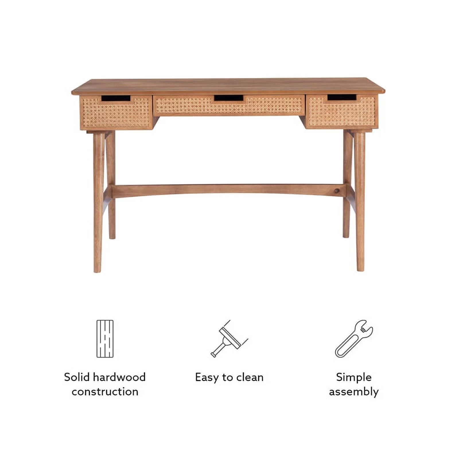 Rattan Wood Desk with Drawers E928273
