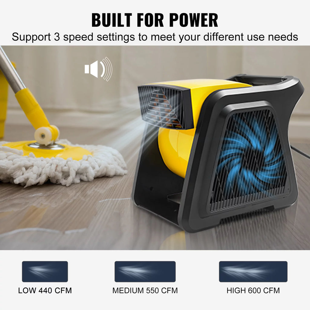 600 CFM 3-Speed Pivoting Floor Blower Fan with Timer and Power Outlet N37972
