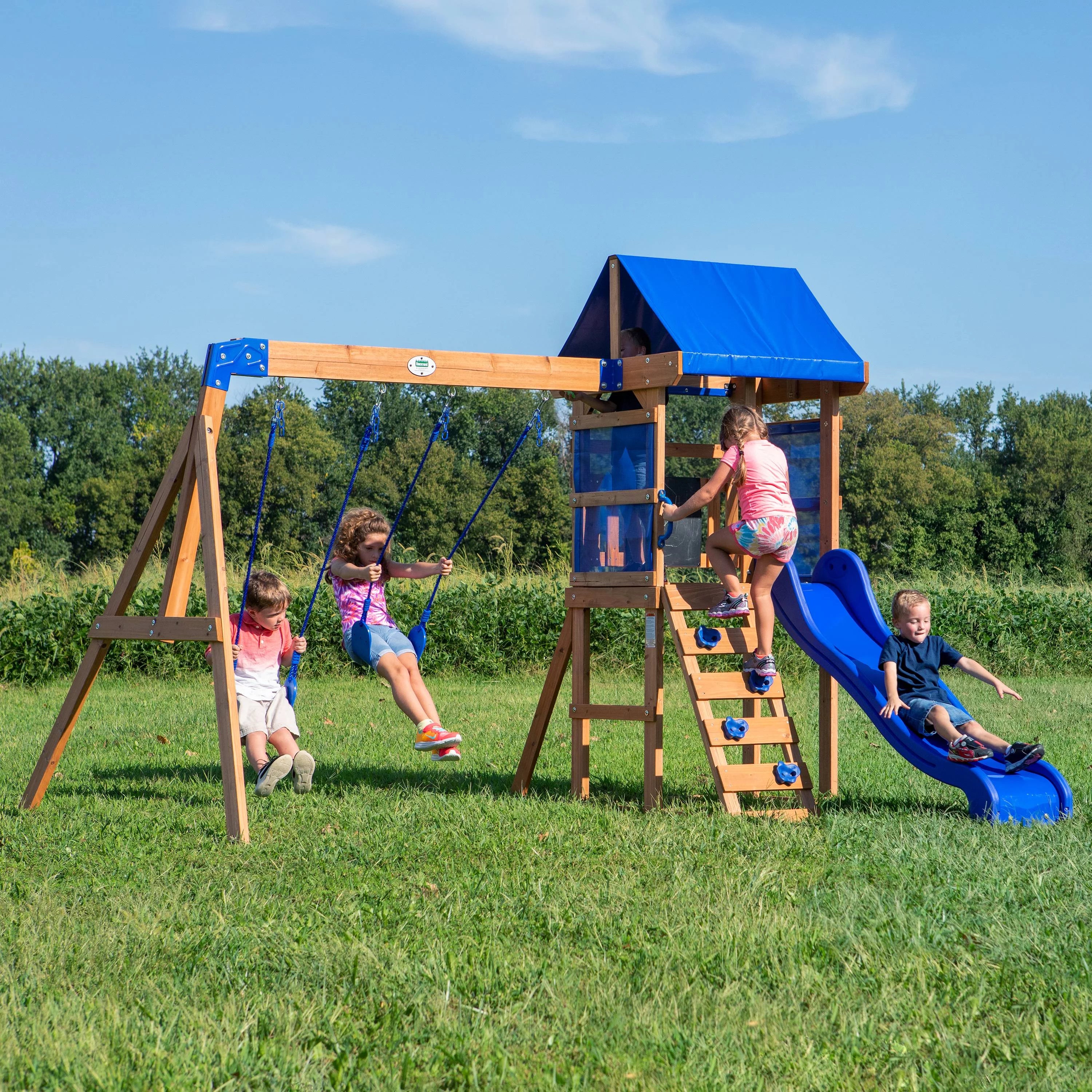 Backyard Discovery Aurora Wooden Cedar Swing Set