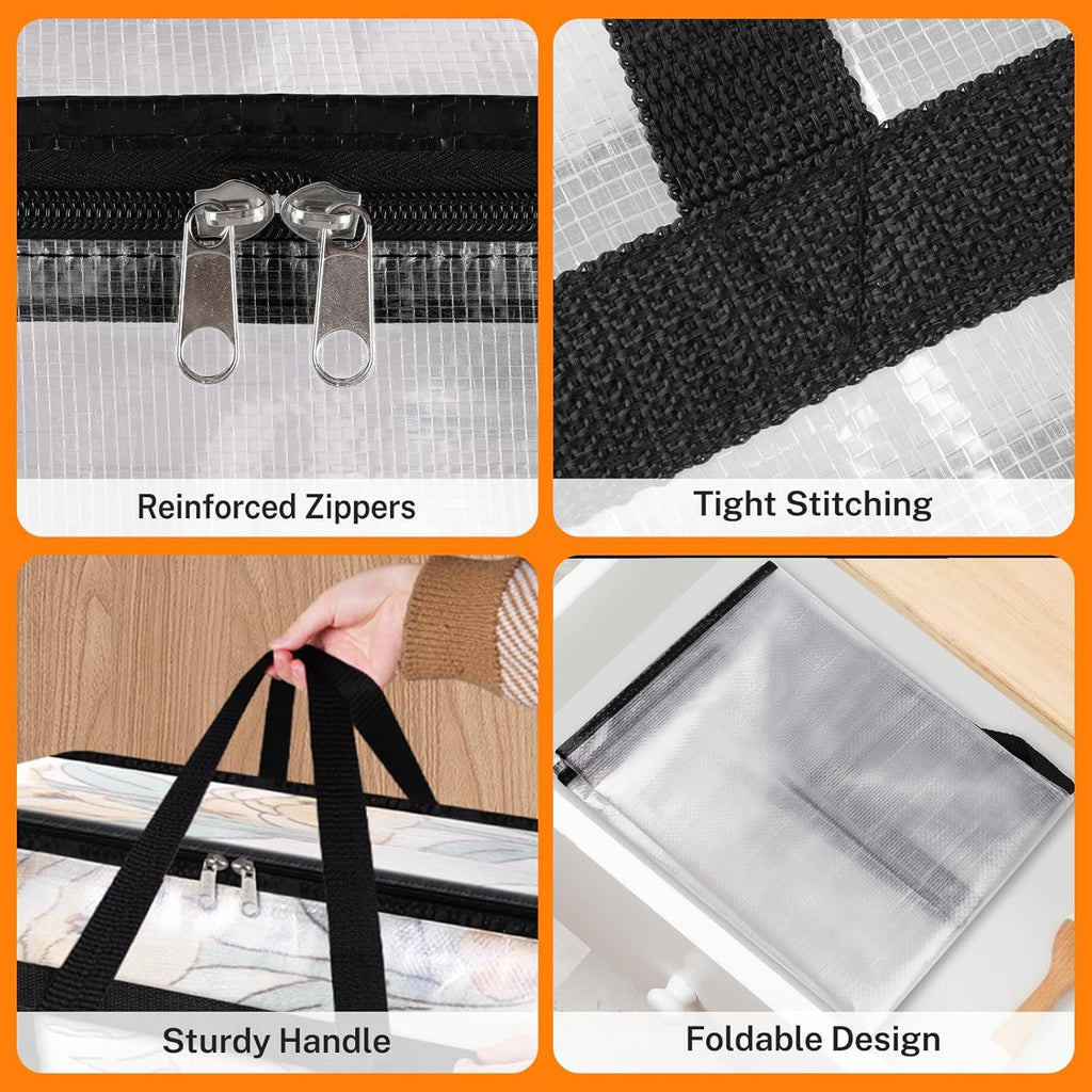 Clear Clothes Storage Bags with Zipper and Handle, 8 Pack H58703