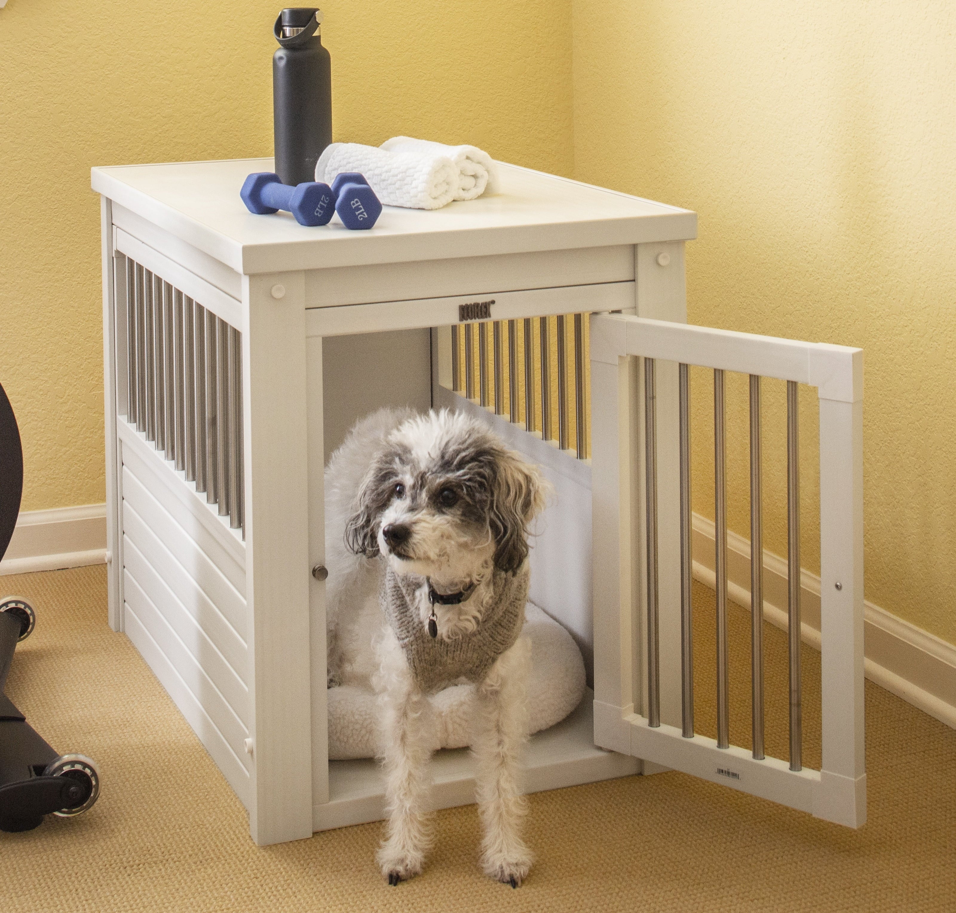 Dog Crate End Table - Antique White Medium Z35233