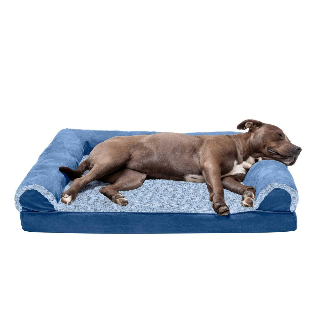 Orthopedic Sofa Dog Bed with Faux Fur Suede I89305