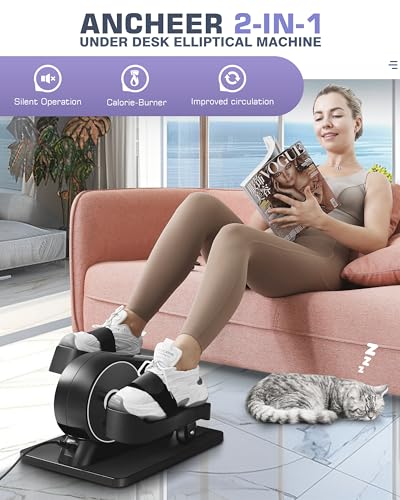 Under Desk Elliptical Machine with Resistance and Speed Modes, Leg Exerciser for Sitting W399