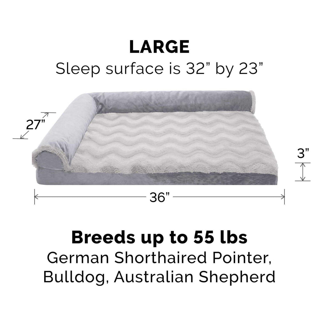 Wave Fur & Velvet Deluxe Chaise Lounge Dog Bed R291583