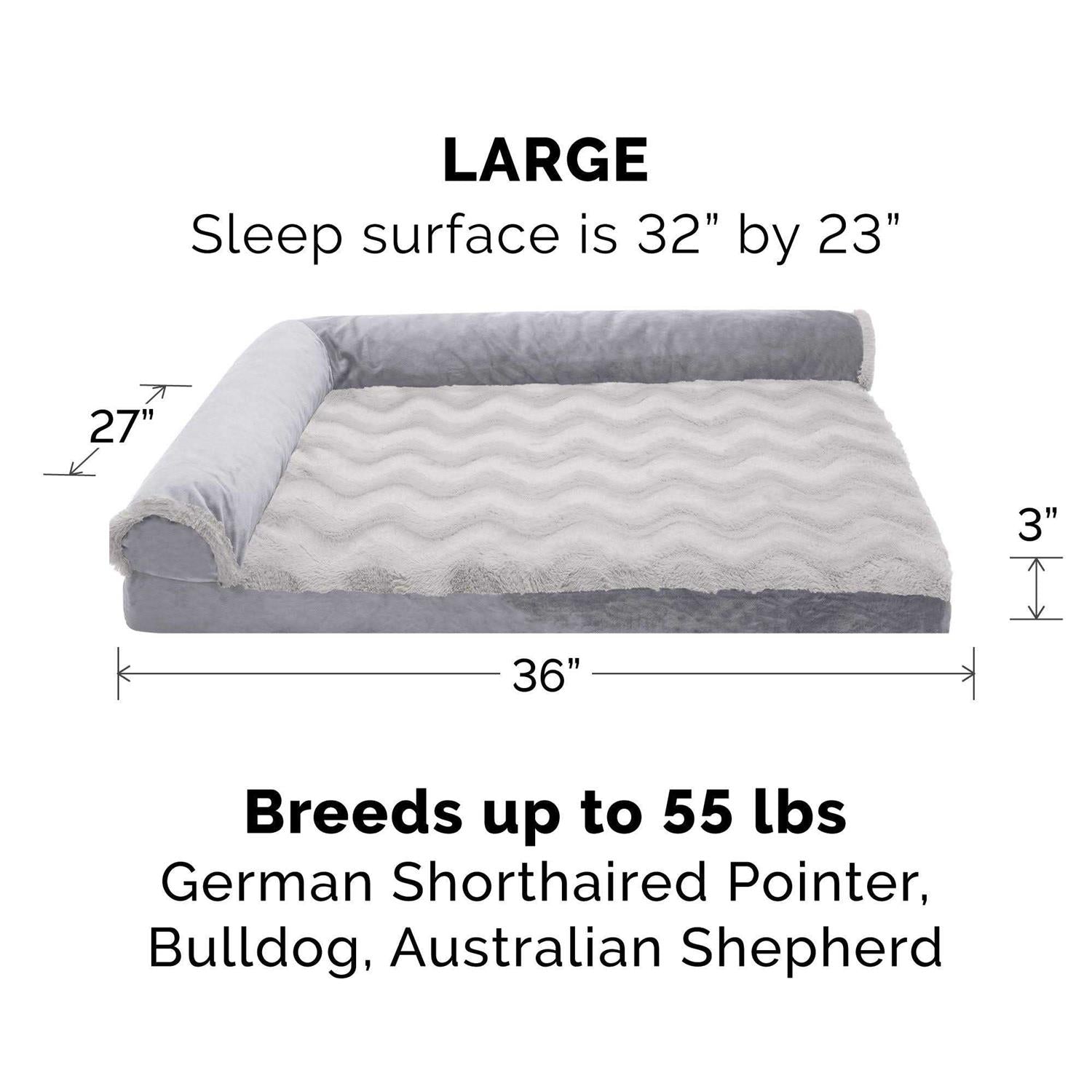 Wave Fur & Velvet Deluxe Chaise Lounge Dog Bed R291583