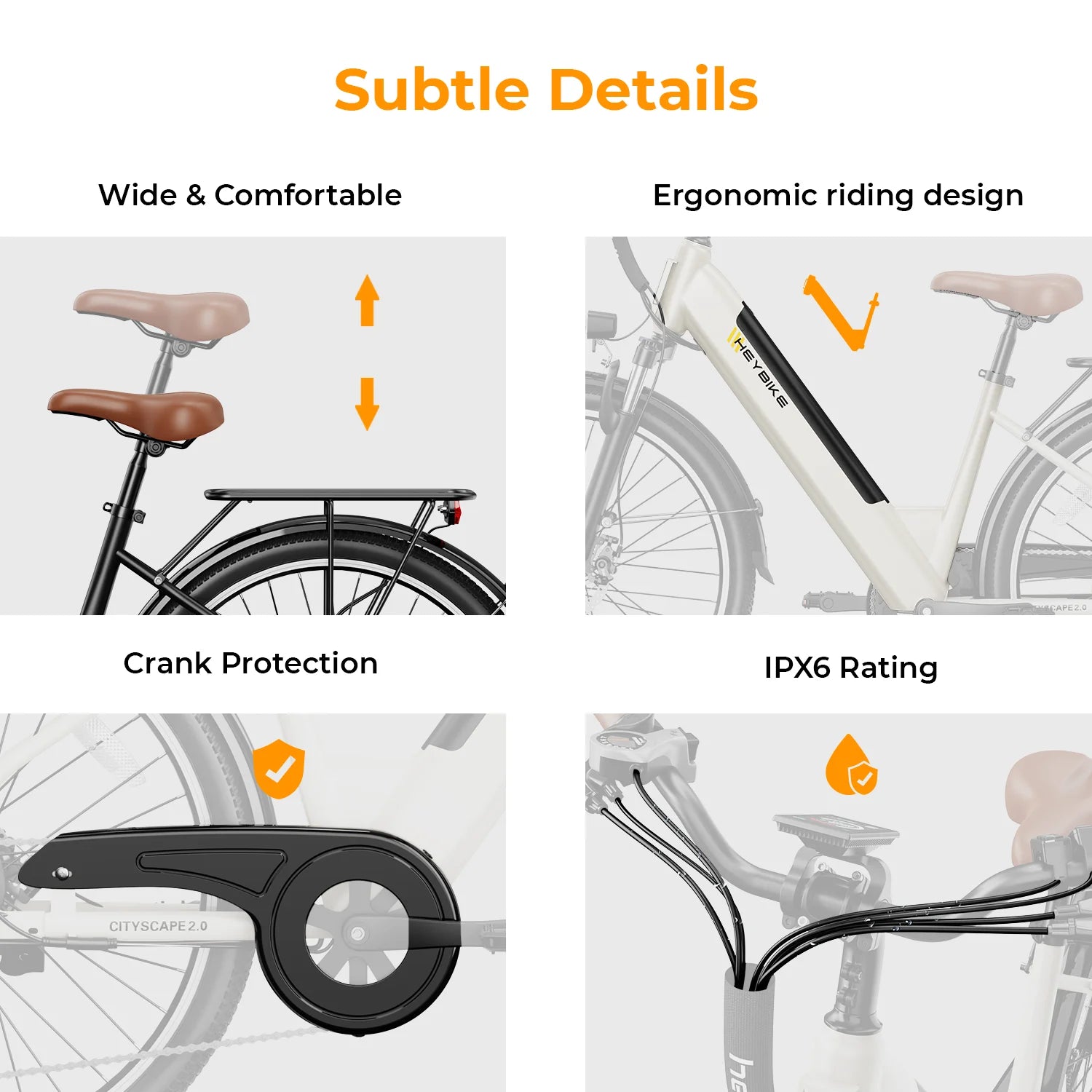 Electric Bike 500W City Cruiser with Removable Battery, 26" Commuter Bicycle for Adults K838268