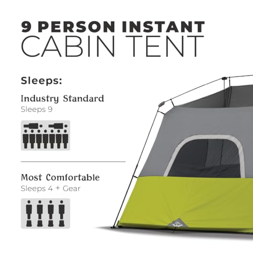 9 Person Instant Cabin Tent - 14' x 9', Green X768