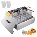 Wechef 5000W 20L Electric Deep Fryer Stainless Steel Single Large Tank Basket Lid Countertop Commercial Restaurant