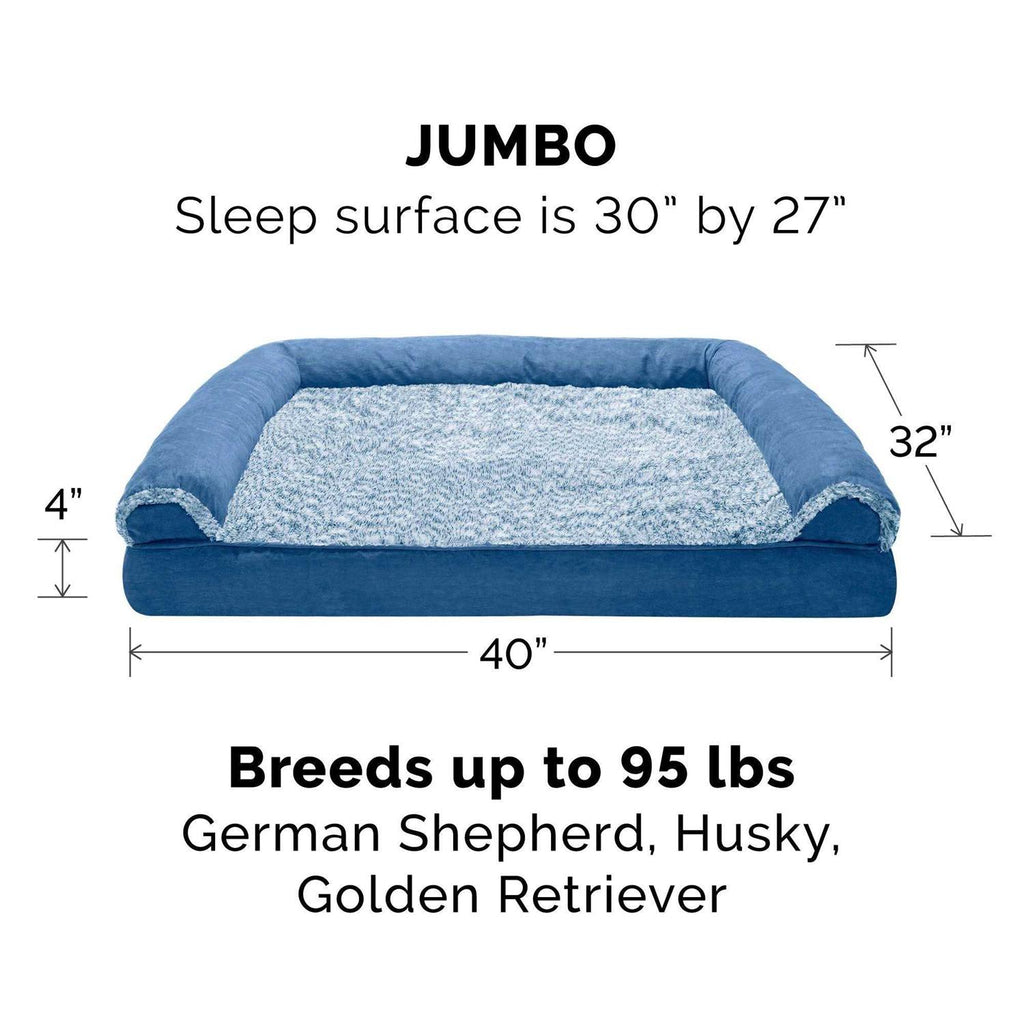Orthopedic Sofa Dog Bed with Faux Fur Suede I89305