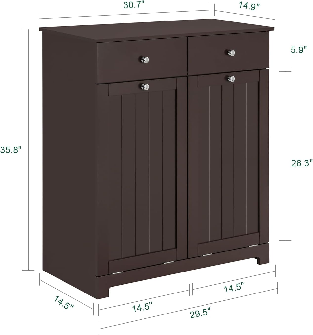 Laundry Hamper Cabinet with 2 Drawers and Wall Cabinet J433