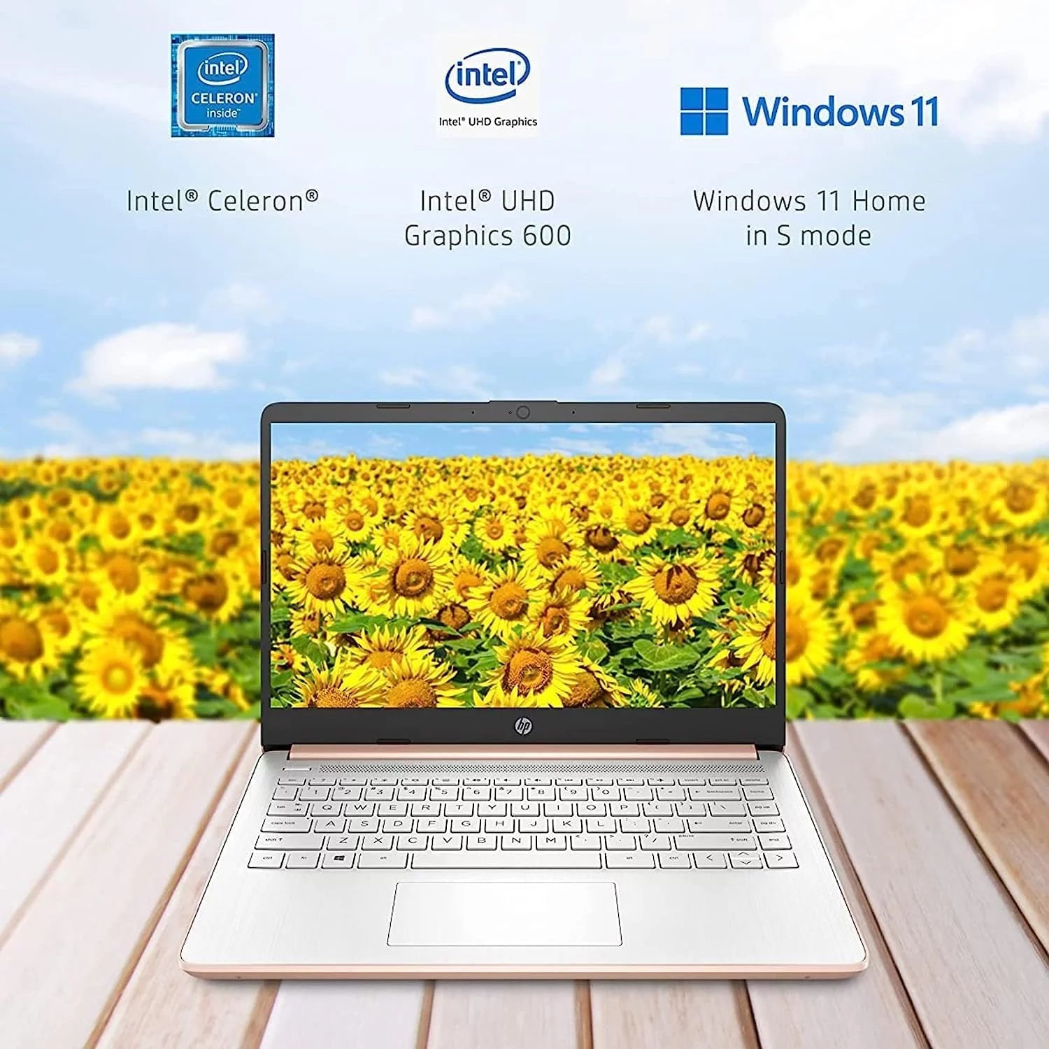 14" Ultralight Laptop, Intel Celeron Quad-Core, 16GB RAM, 64GB eMMC, Windows 11, Pink E321776