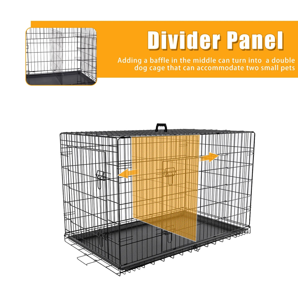 Large Dog Crate XL 42 Inch Wire Kennel with Divider and Double Door M86670