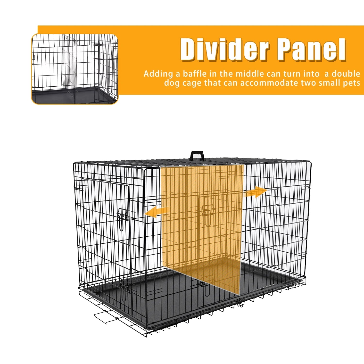 Large Dog Crate XL 42 Inch Wire Kennel with Divider and Double Door M86670