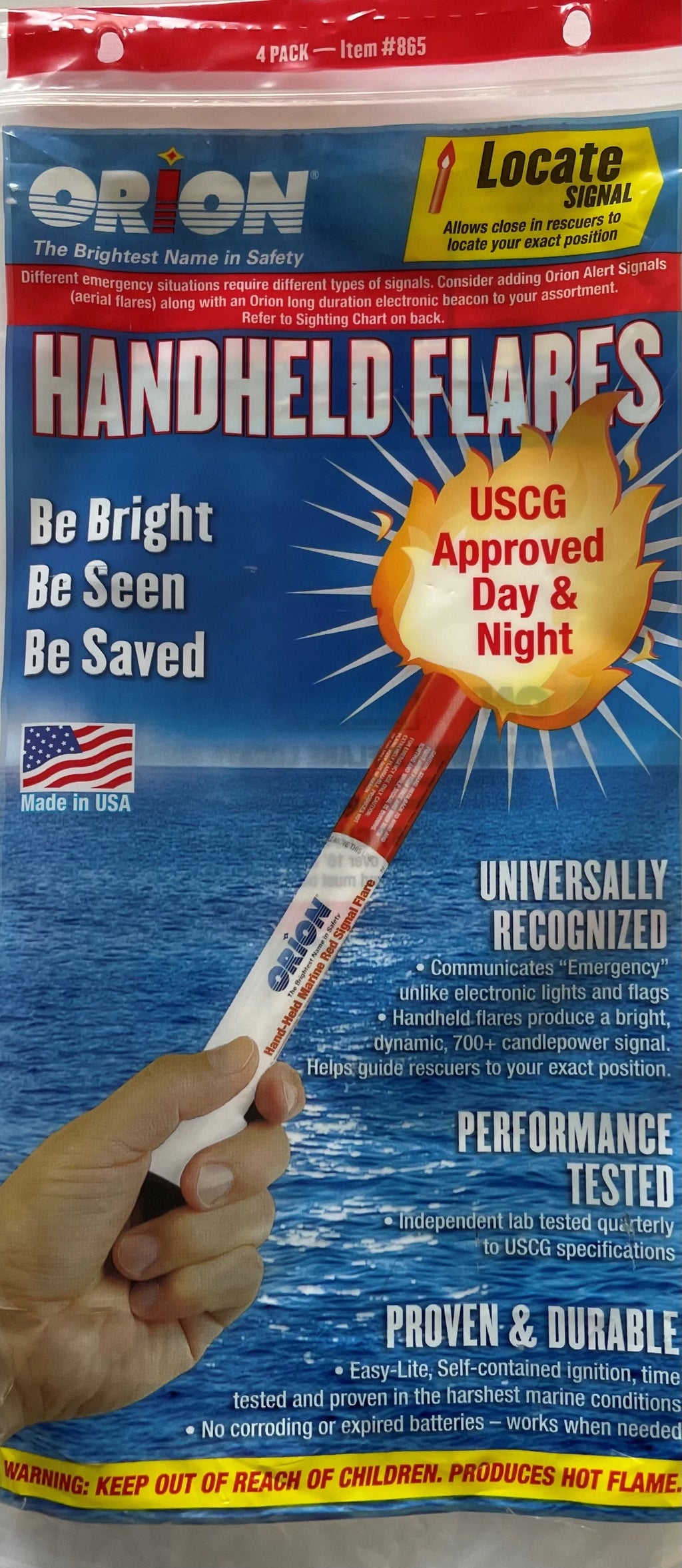 Red Handheld Marine Boating Flares 4 Pack J854432