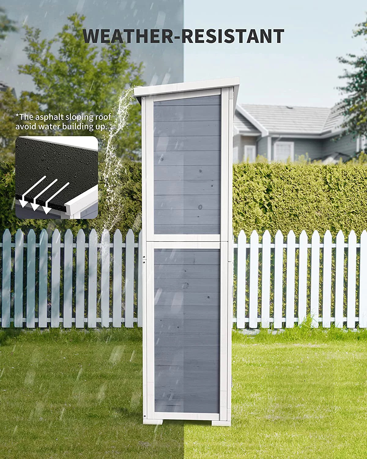 Outdoor Storage Cabinet Garden Shed with Asphalt Roof F332