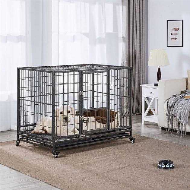 Dog Crate with Wheels and Litter Pan H7081