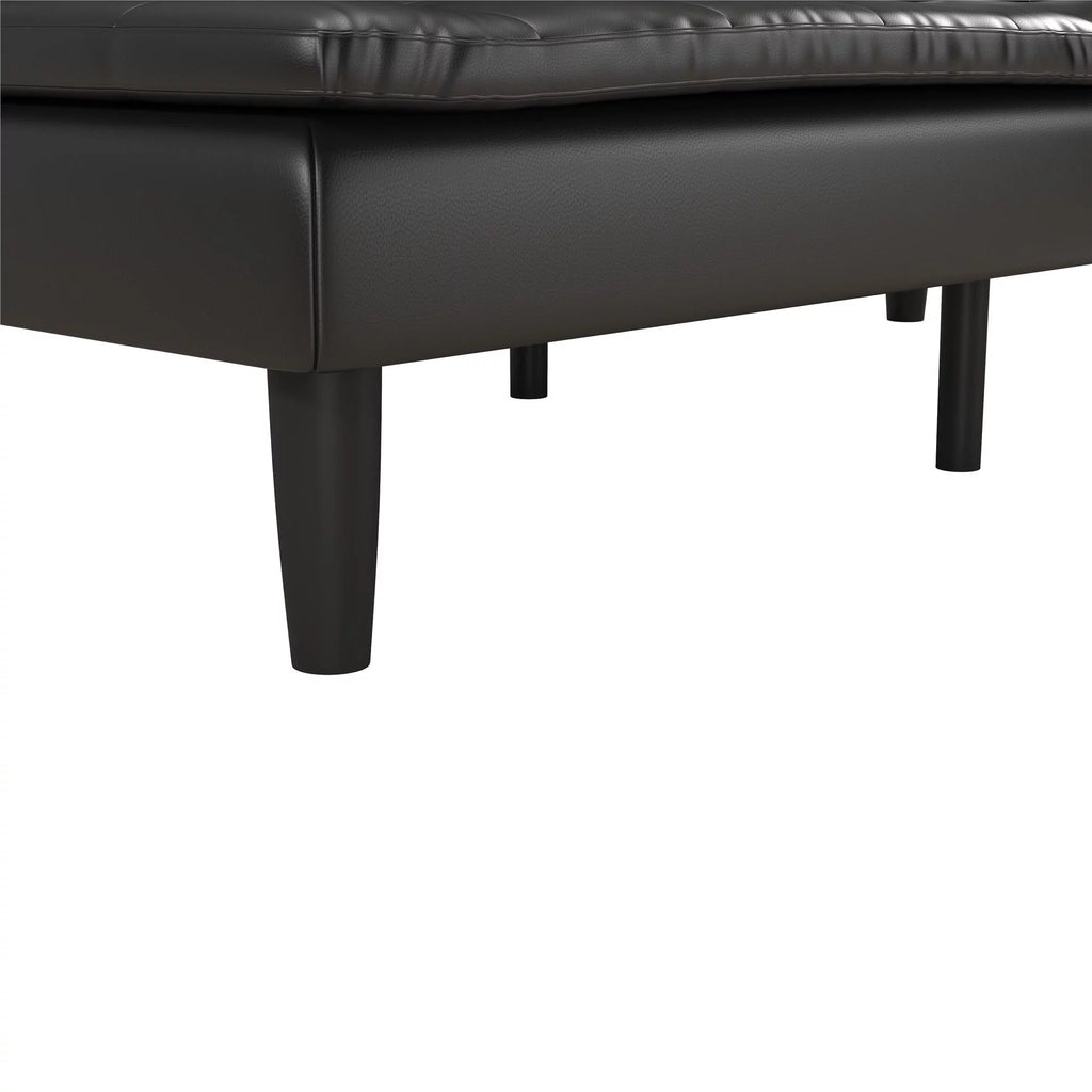Memory Foam Futon with Cupholder and USB, Black Faux Leather P11538