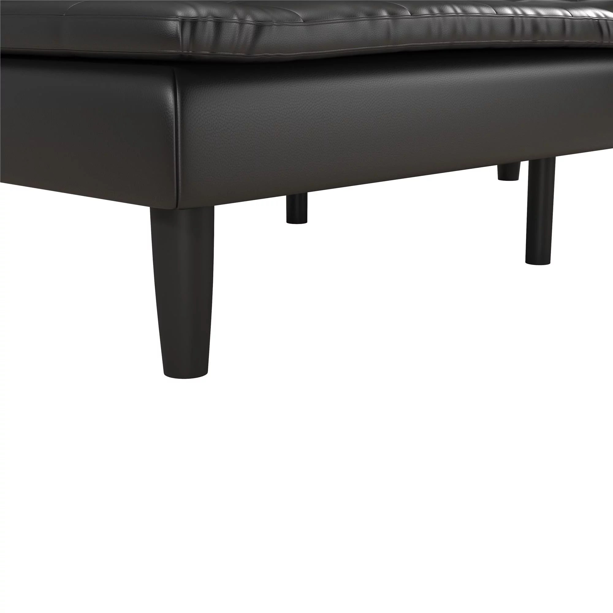Memory Foam Futon with Cupholder and USB, Black Faux Leather P11538