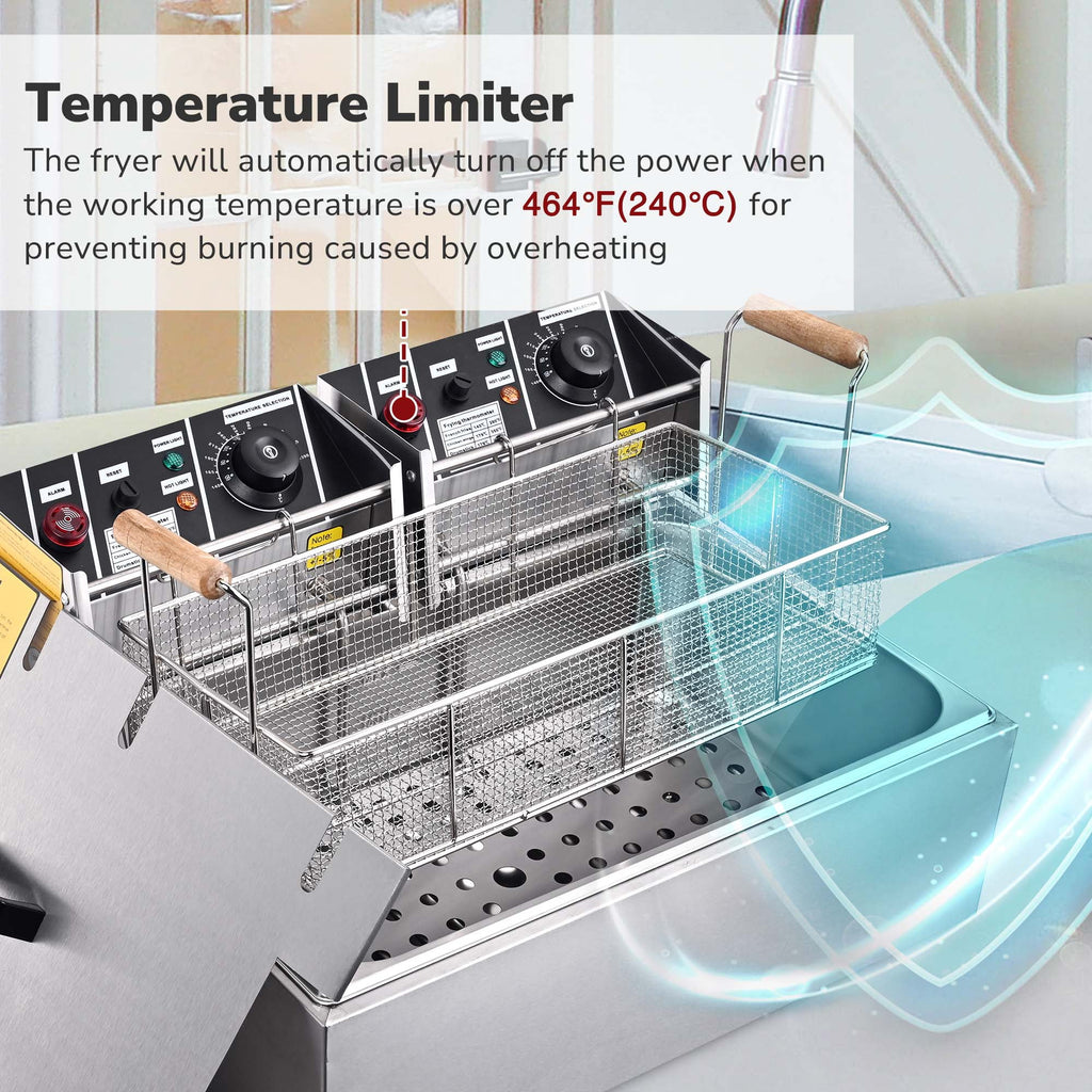 Electric Deep Fryer 20L Stainless Steel Commercial R890