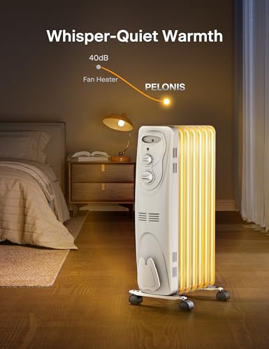 Oil Filled Radiator Heater for Indoor Use, 1500W, 3 Heat Settings, Black H139698