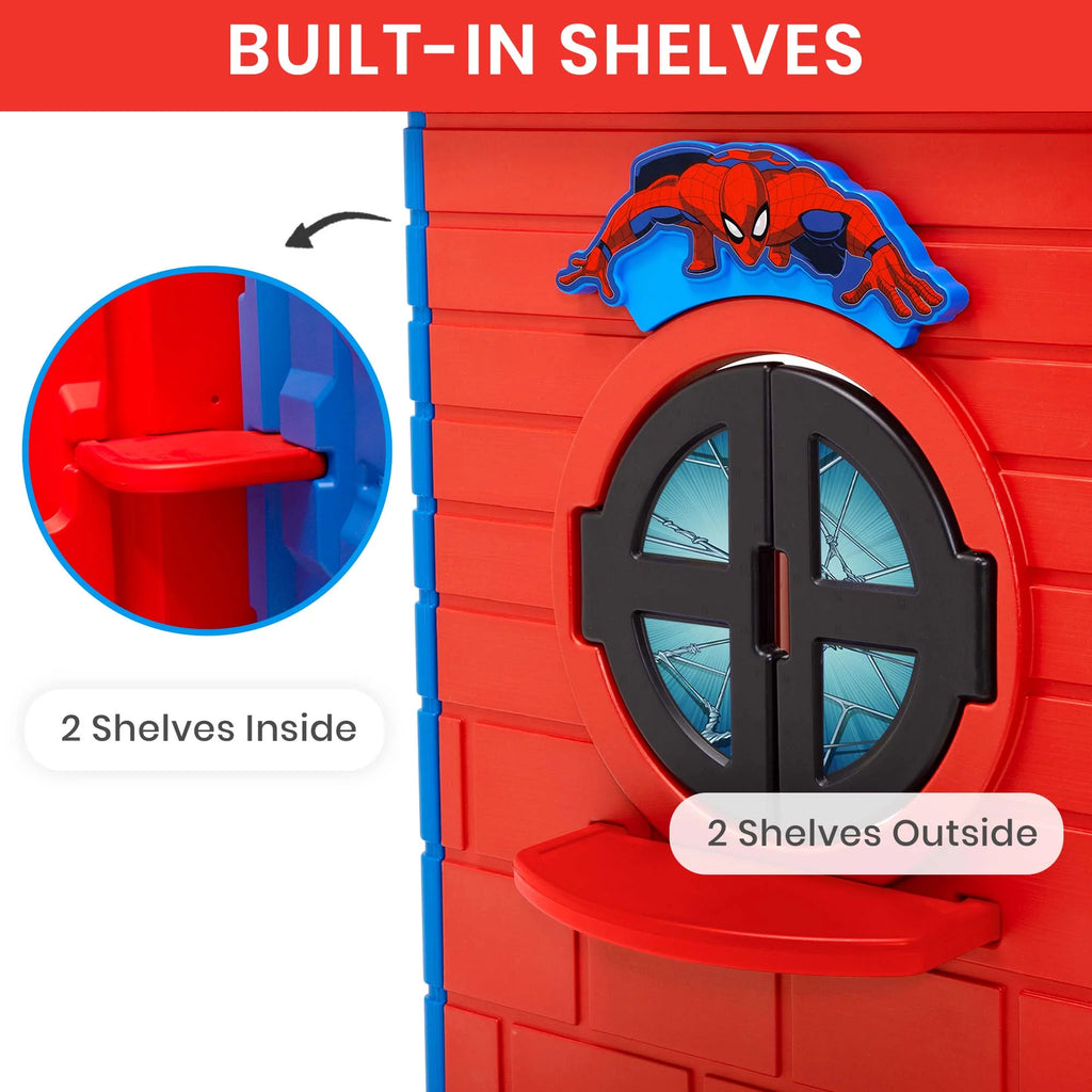 Spider-Man Plastic Indoor/Outdoor Playhouse with Easy Assembly, Blue/Red R3101