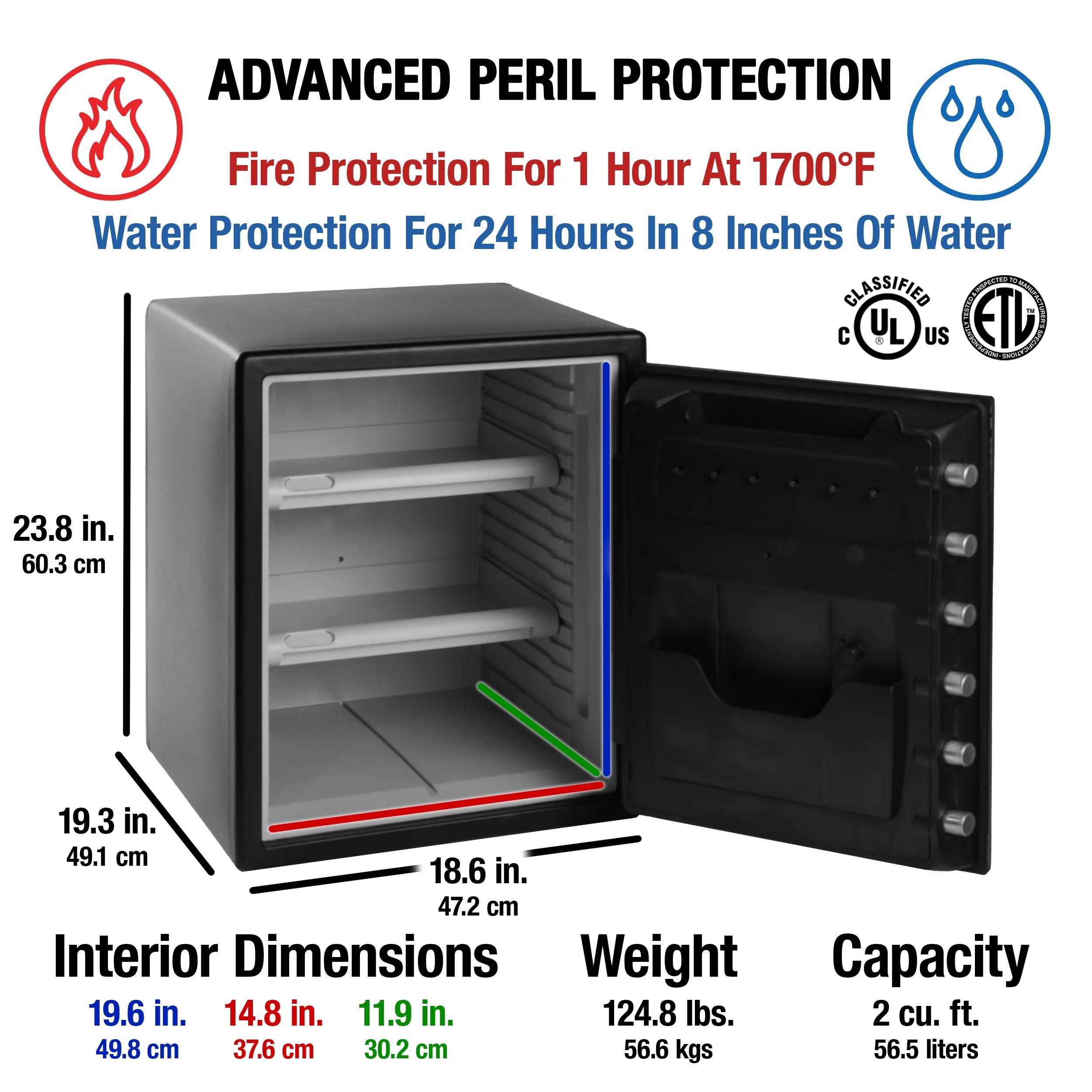Water and Fire-Resistant Safe with Digital Keypad Lock, 2.0 cu. ft. Y959974