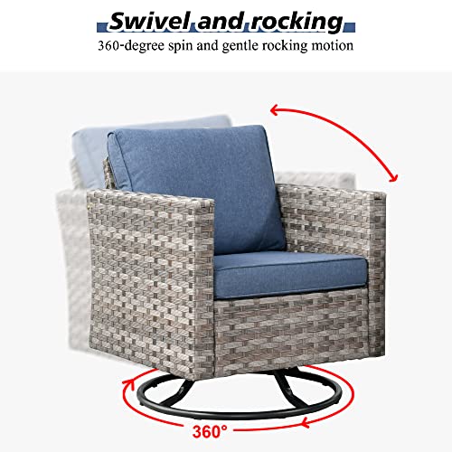 Outdoor Patio Sectional Sofa Set with Swivel Rocking Chair, 8 Piece Wicker Couch D37419