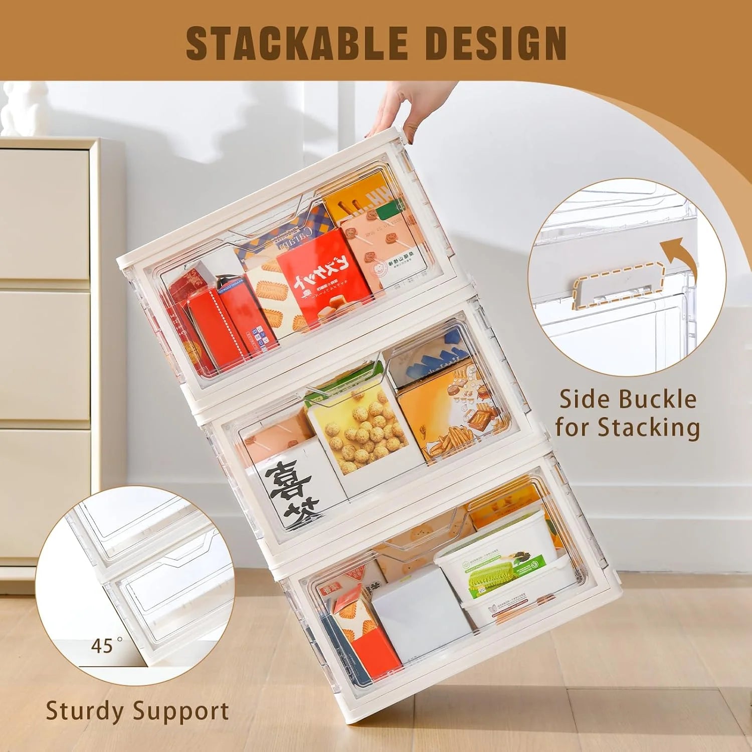 Stackable Clear Plastic Storage Bins with Lids I8250