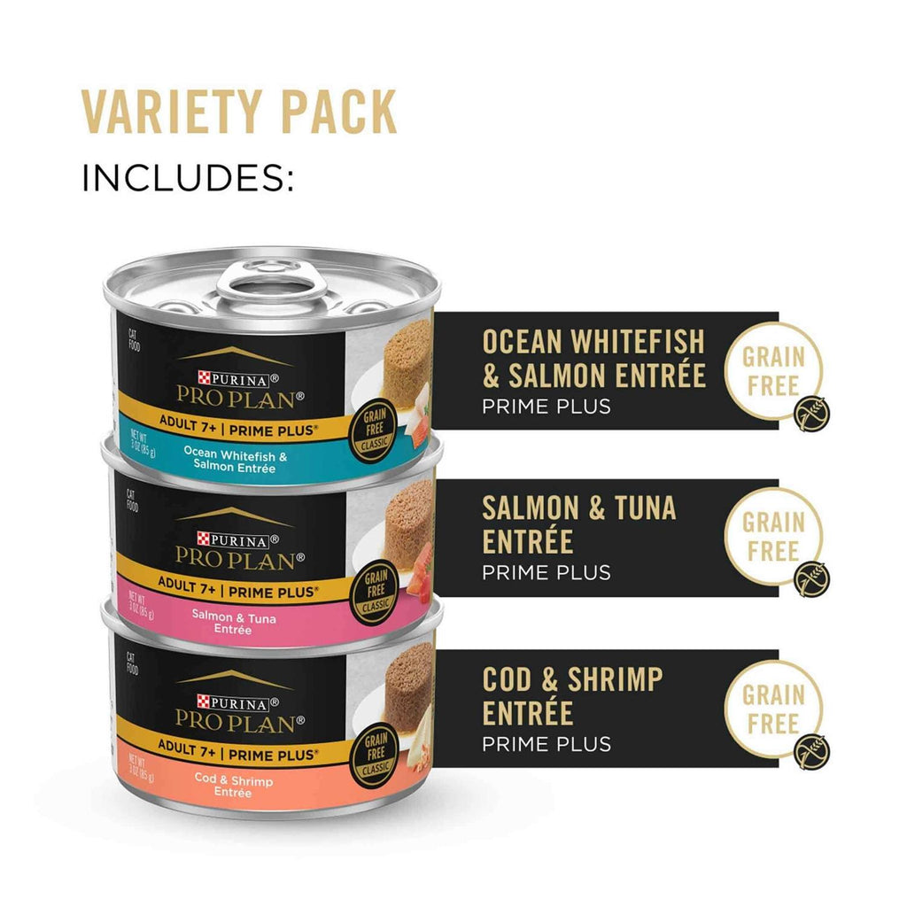 Grain-Free Senior Pate Seafood Wet Cat Food Variety Pack U383412