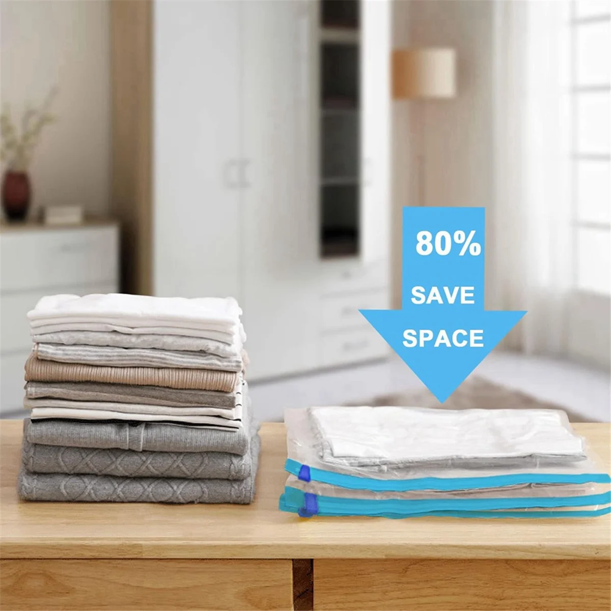 Reusable Roll Up Compression Bags for Travel, Medium Vacuum Storage M763035