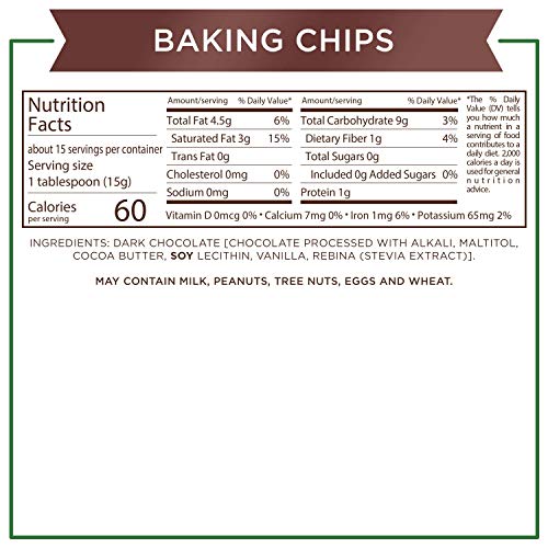 Sugar Free Dark Chocolate Baking Chips, 8 oz E1466