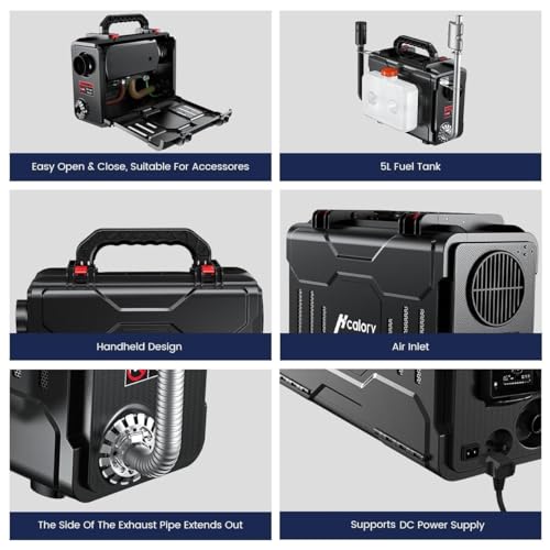 12V Portable Diesel Air Heater, 5KW All-in-One with Bluetooth and LCD Monitor for Car Truck Boat RV N1737